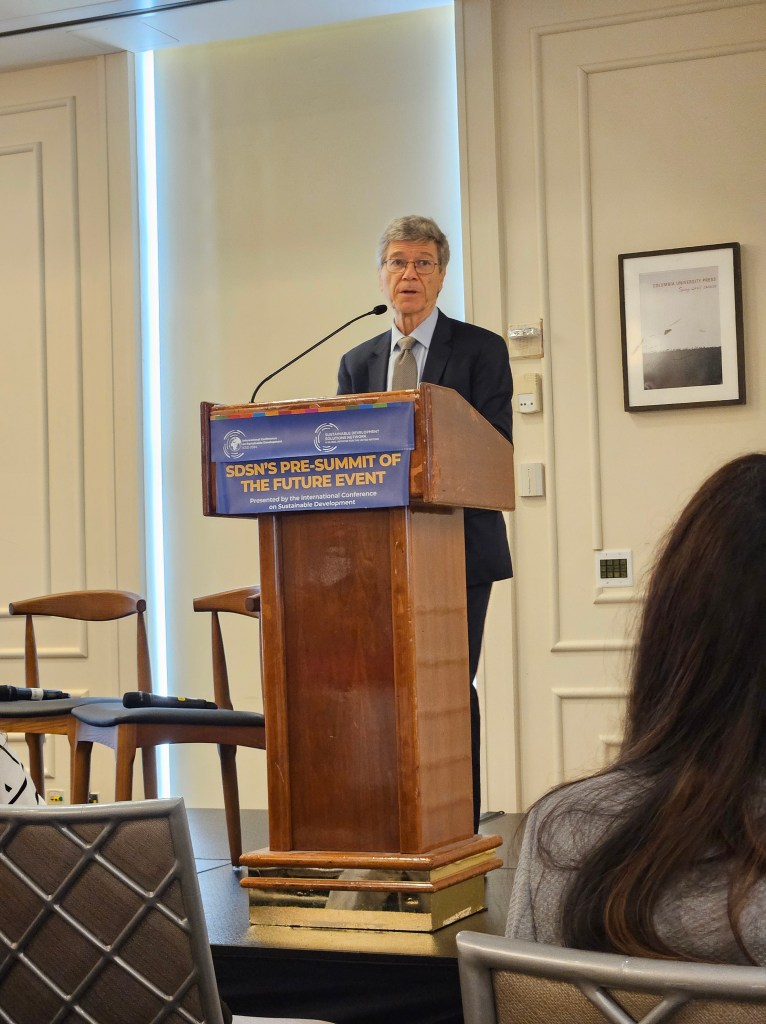 Dr. Jeffrey Sachs speaks at the Pre-Summit of the Future at Columbia University, September 2024